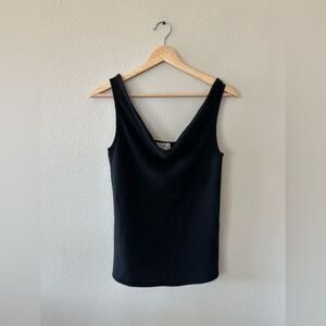 NWT Cinq a Sept Karly Cowl Neck 100% Cashmere Tank Black Size S